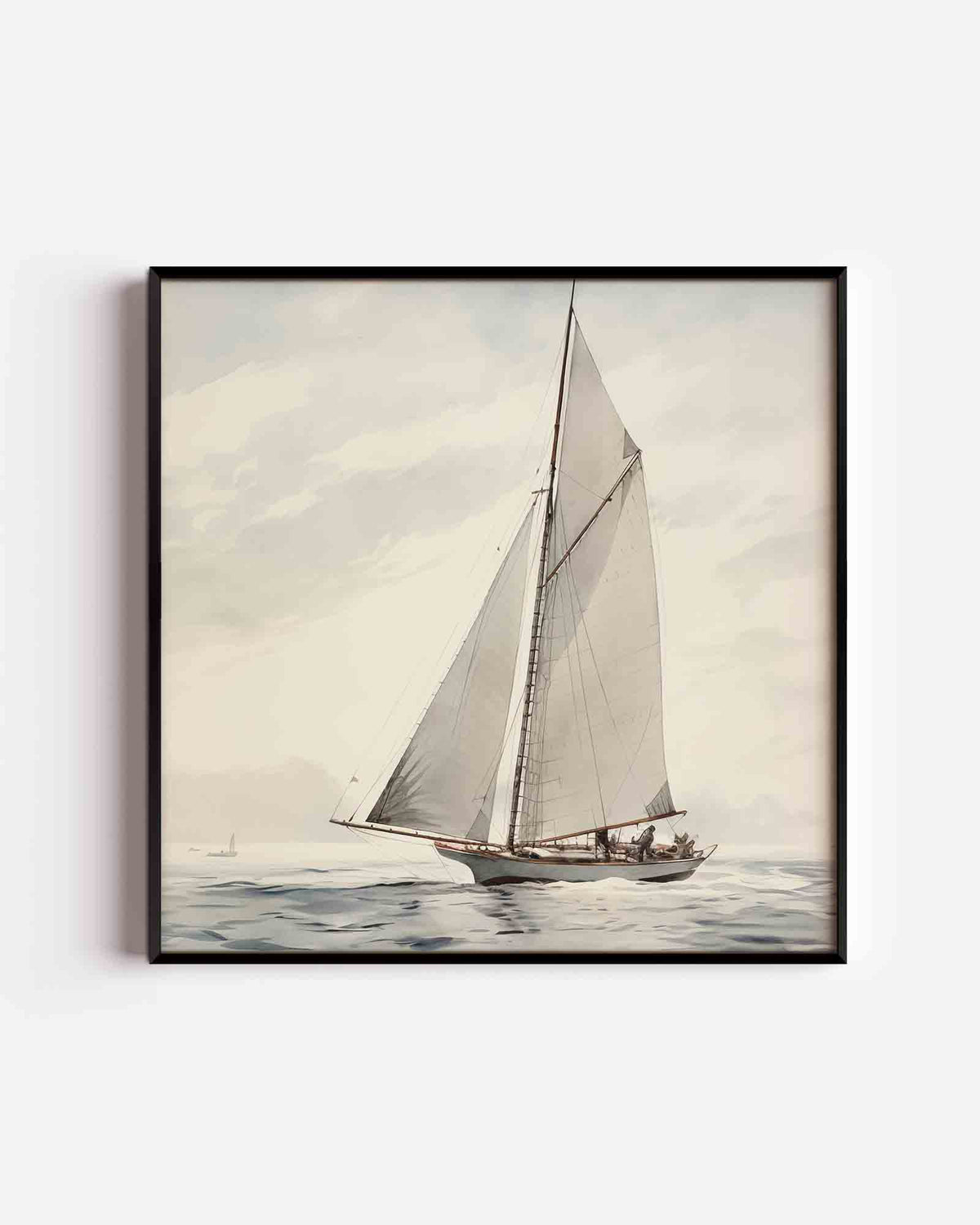 Zeilboot op zee – vintage vierkante poster als wanddecoratie
