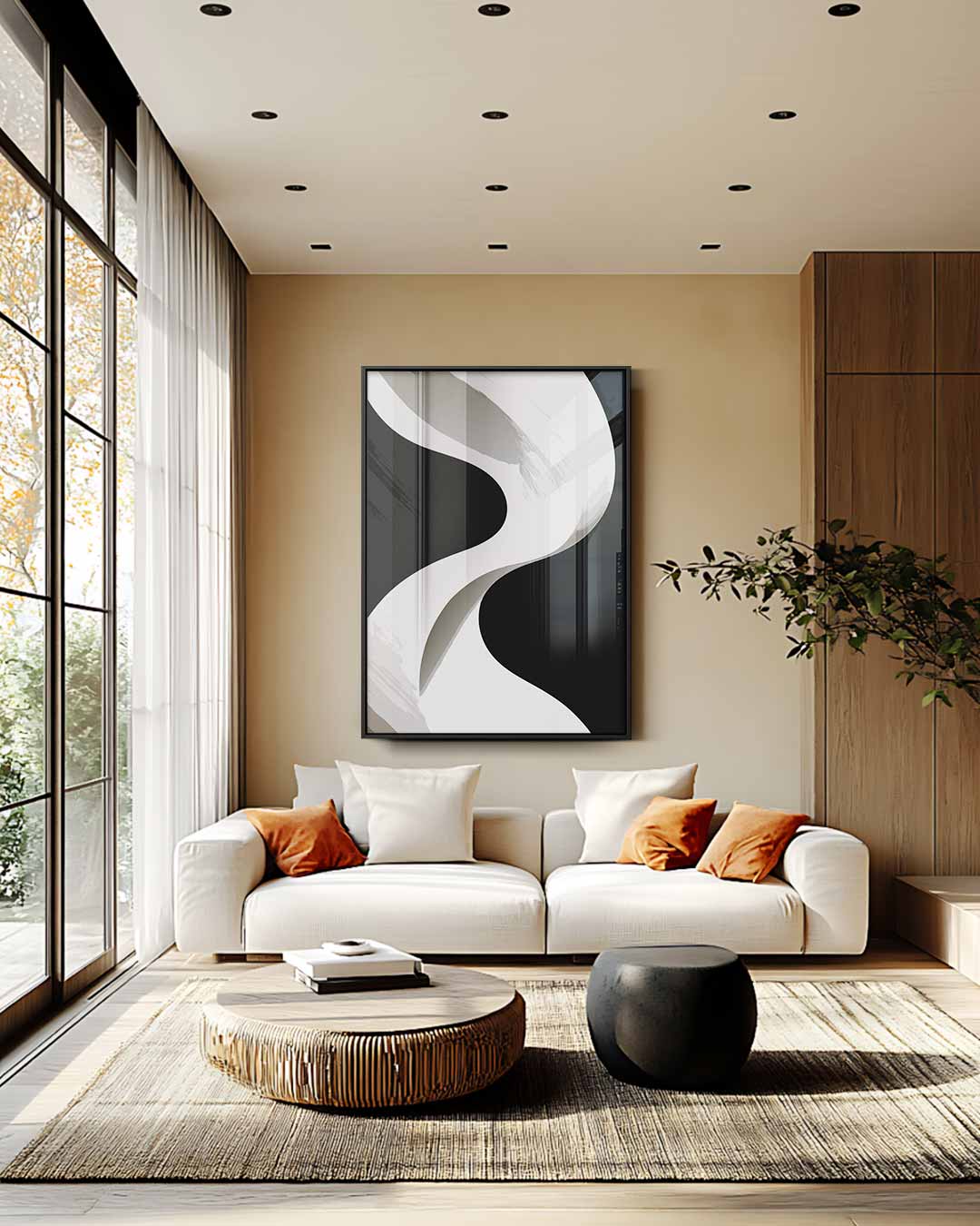 Golvende Gratie – staande wandkunst voor woonkamer of interieur