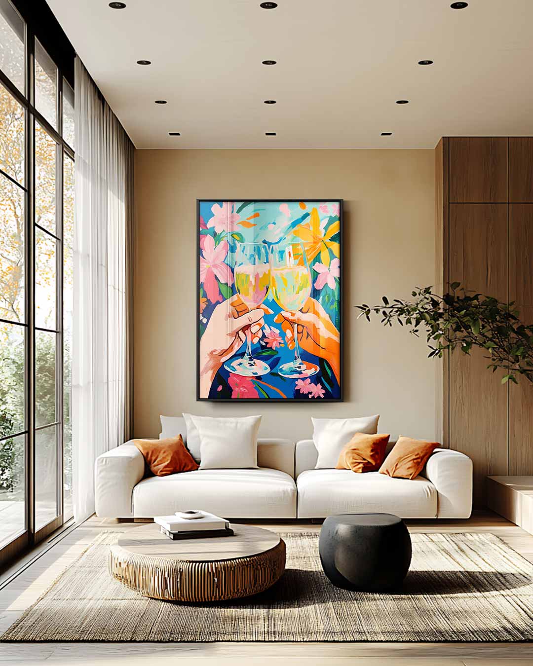 Vrolijk Bloemenfeest – plexiglas wanddecoratie in portret formaat
