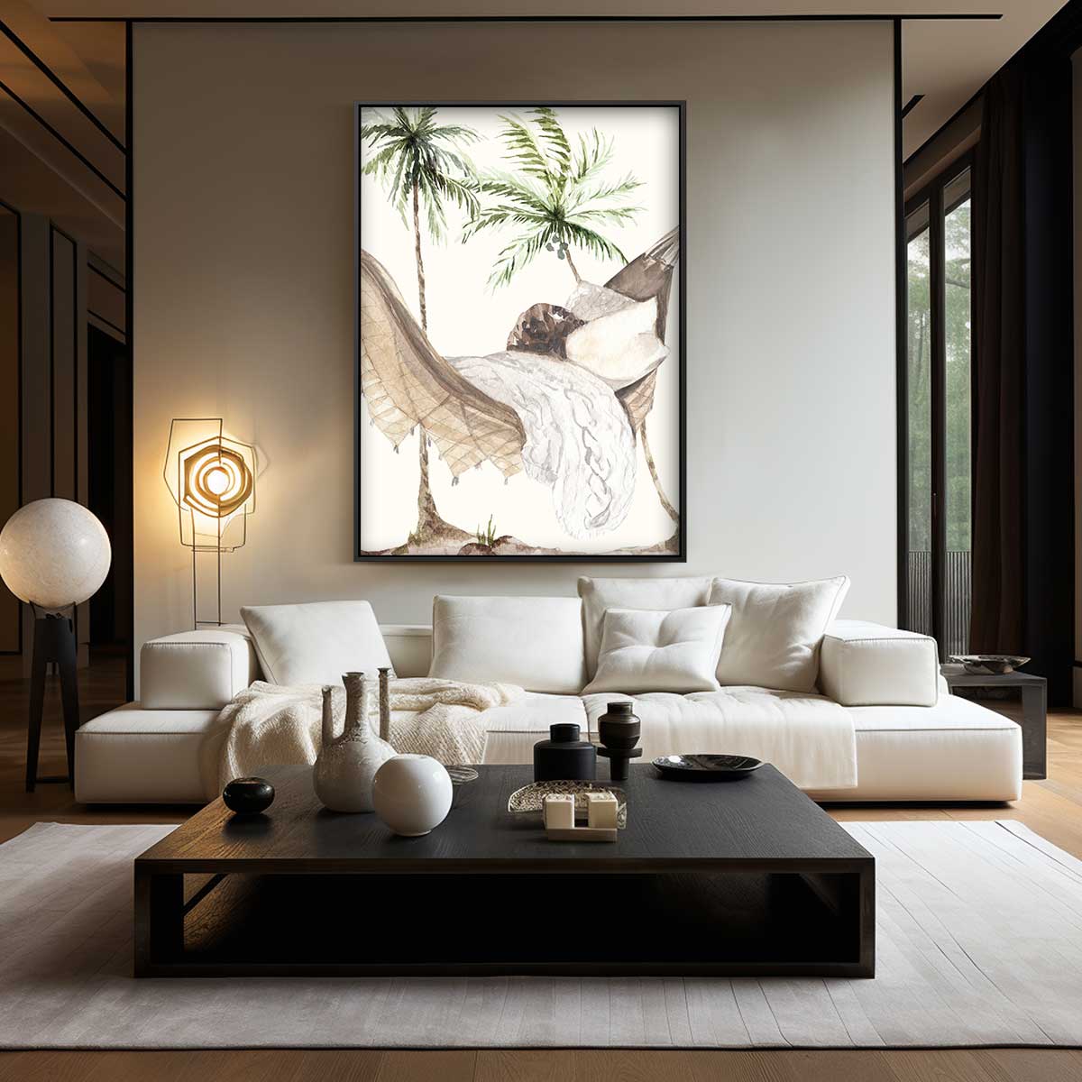 Zonnige Hangmat Droom – modern portret kunstwerk van WallArtistic