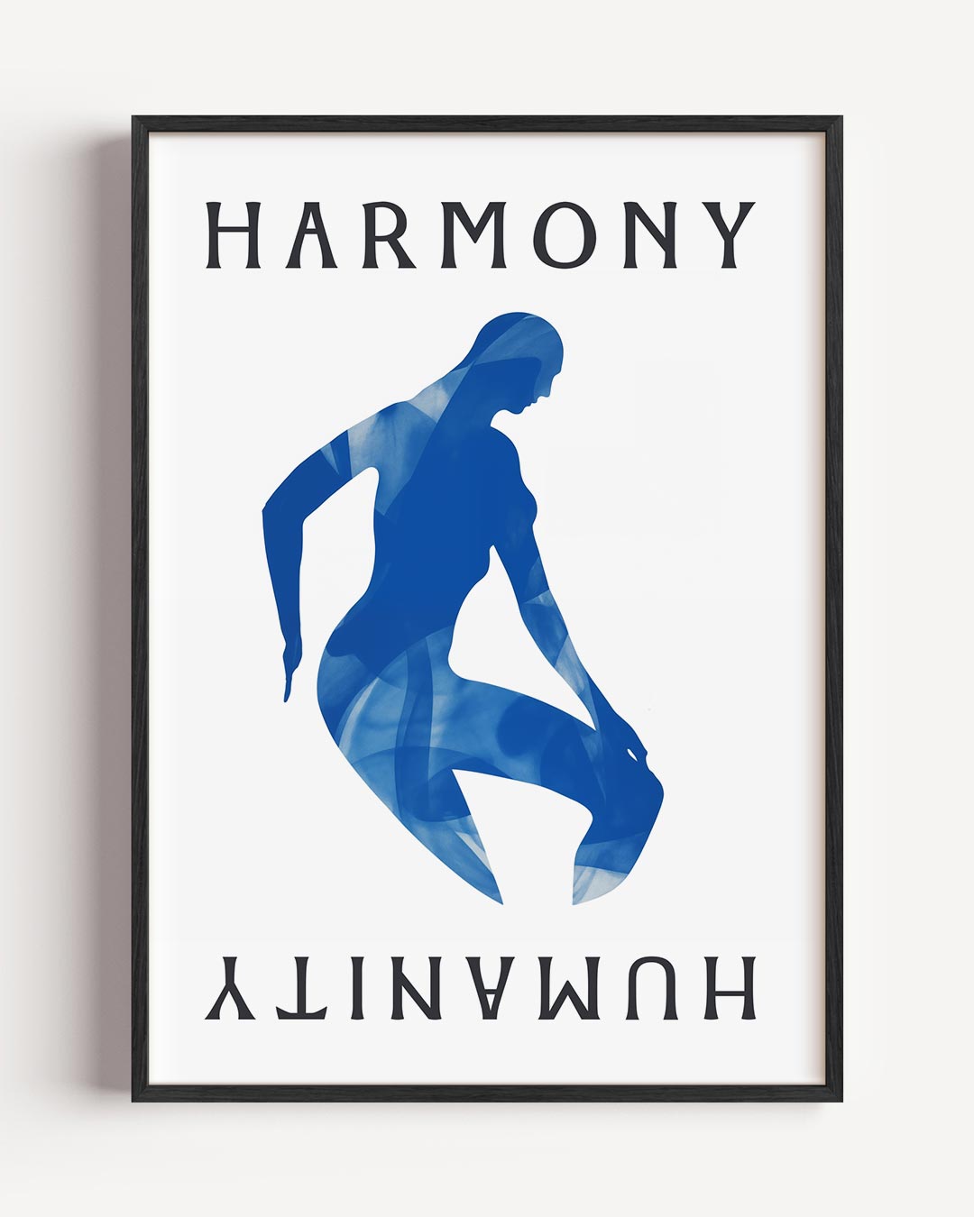 Stijlvolle Blauwe Silhouet – vrouwelijk portret poster als wanddecoratie
