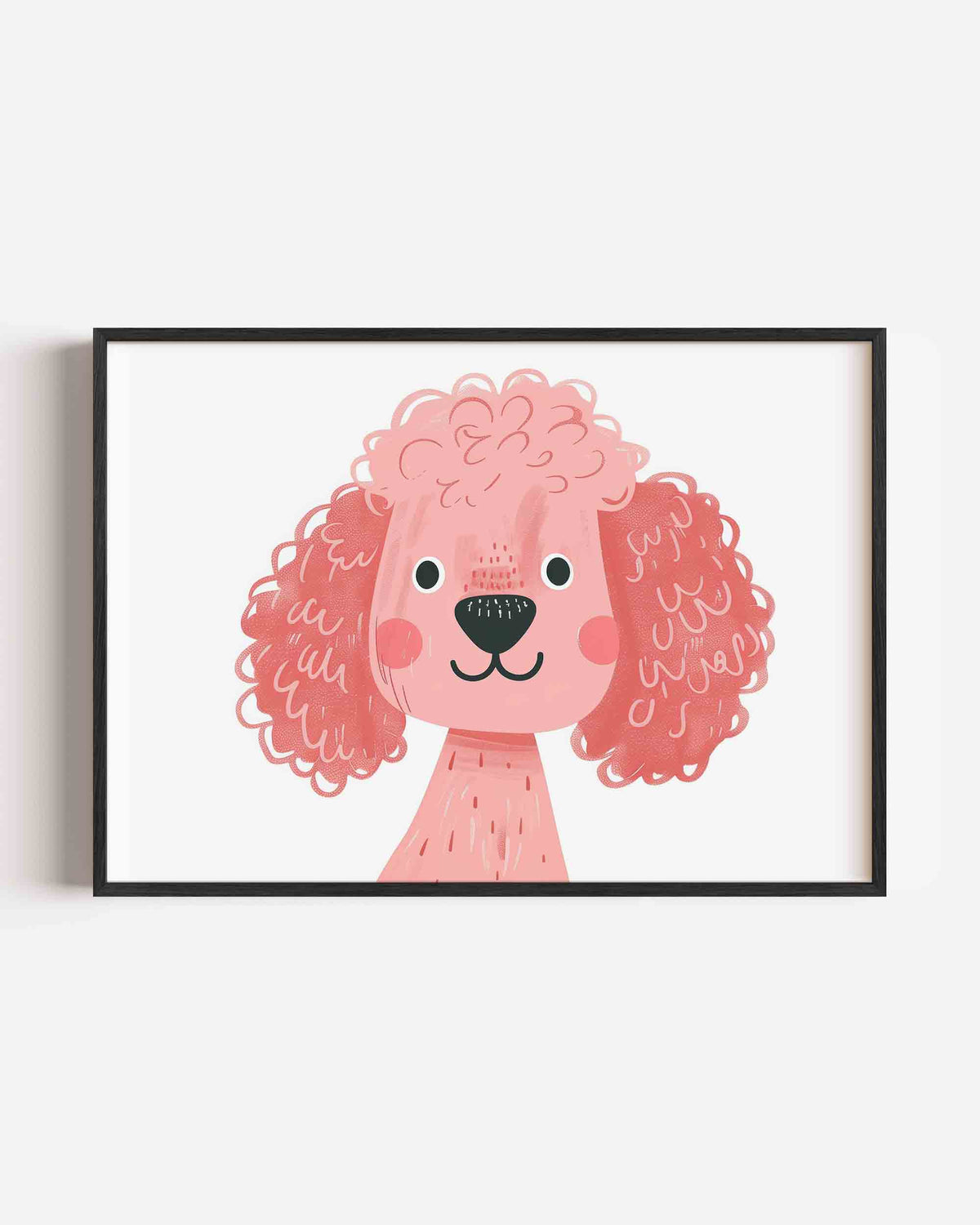 Roze poedel – landscape kinderposter als wanddecoratie