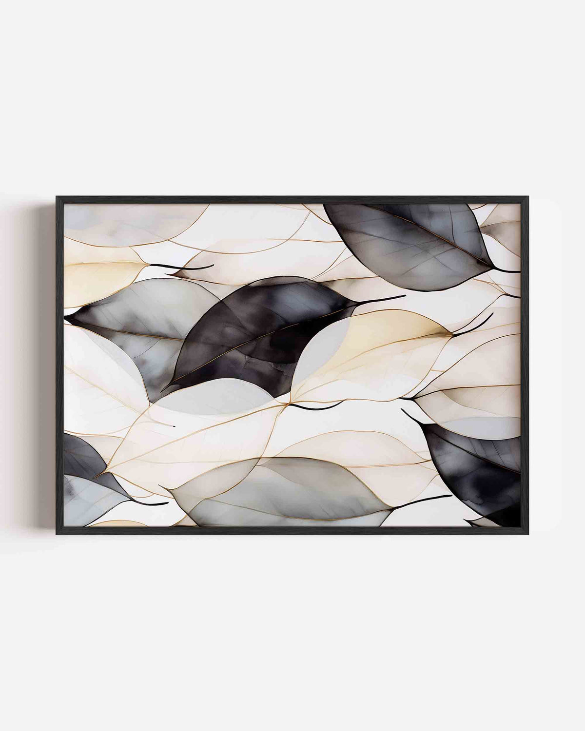 Bladeren in neutrale tinten – abstracte landscape poster als wanddecoratie
