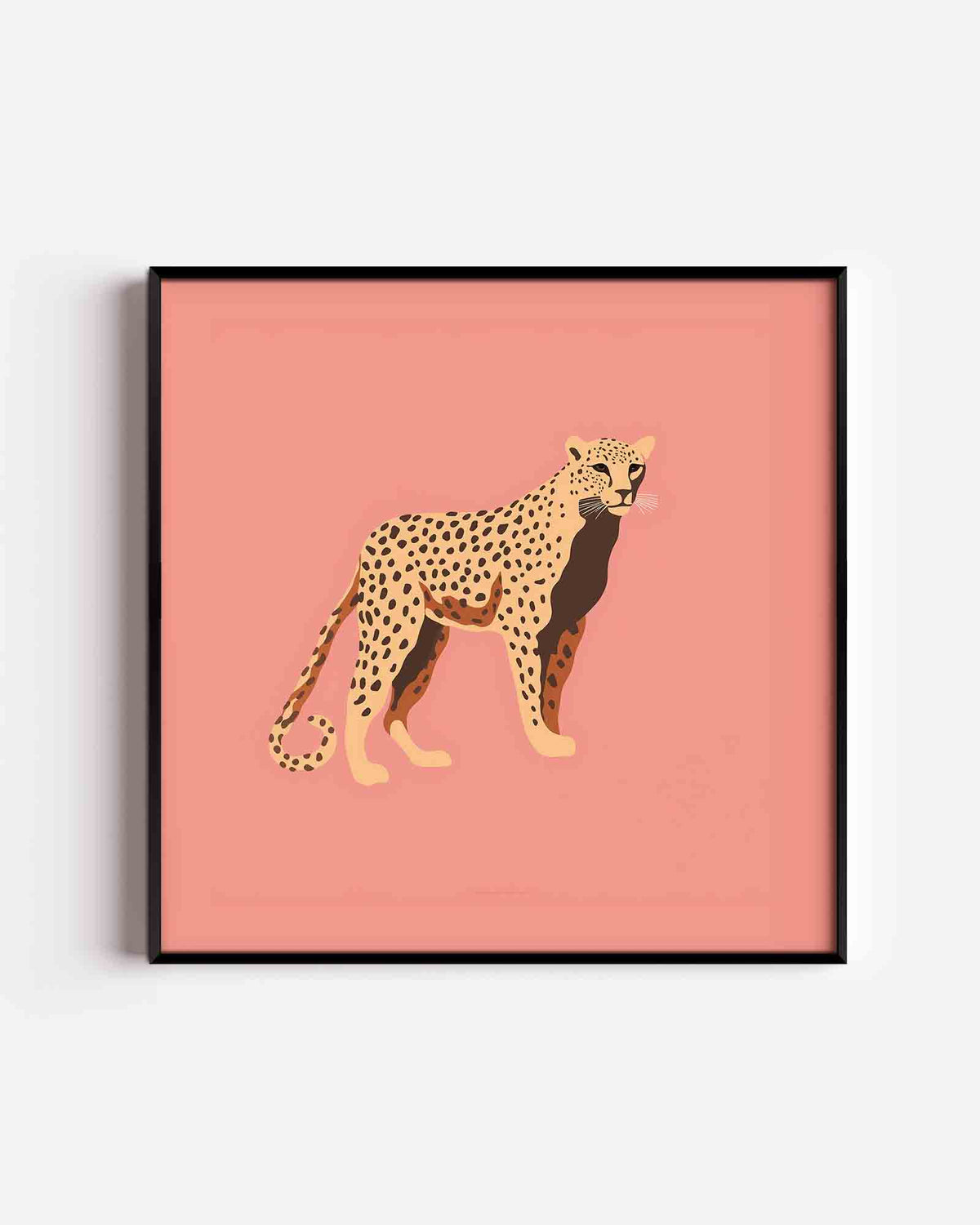 Luipaard op roze – vierkante dierenposter als wanddecoratie