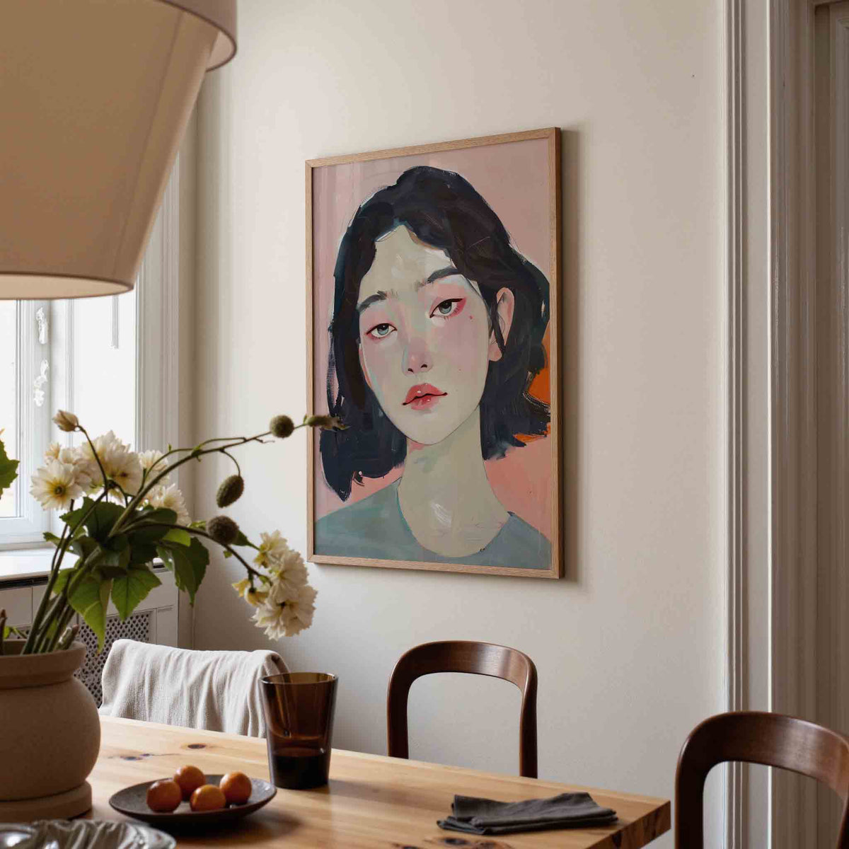 Portret van vrouw – eigentijdse illustratie poster in staand formaat