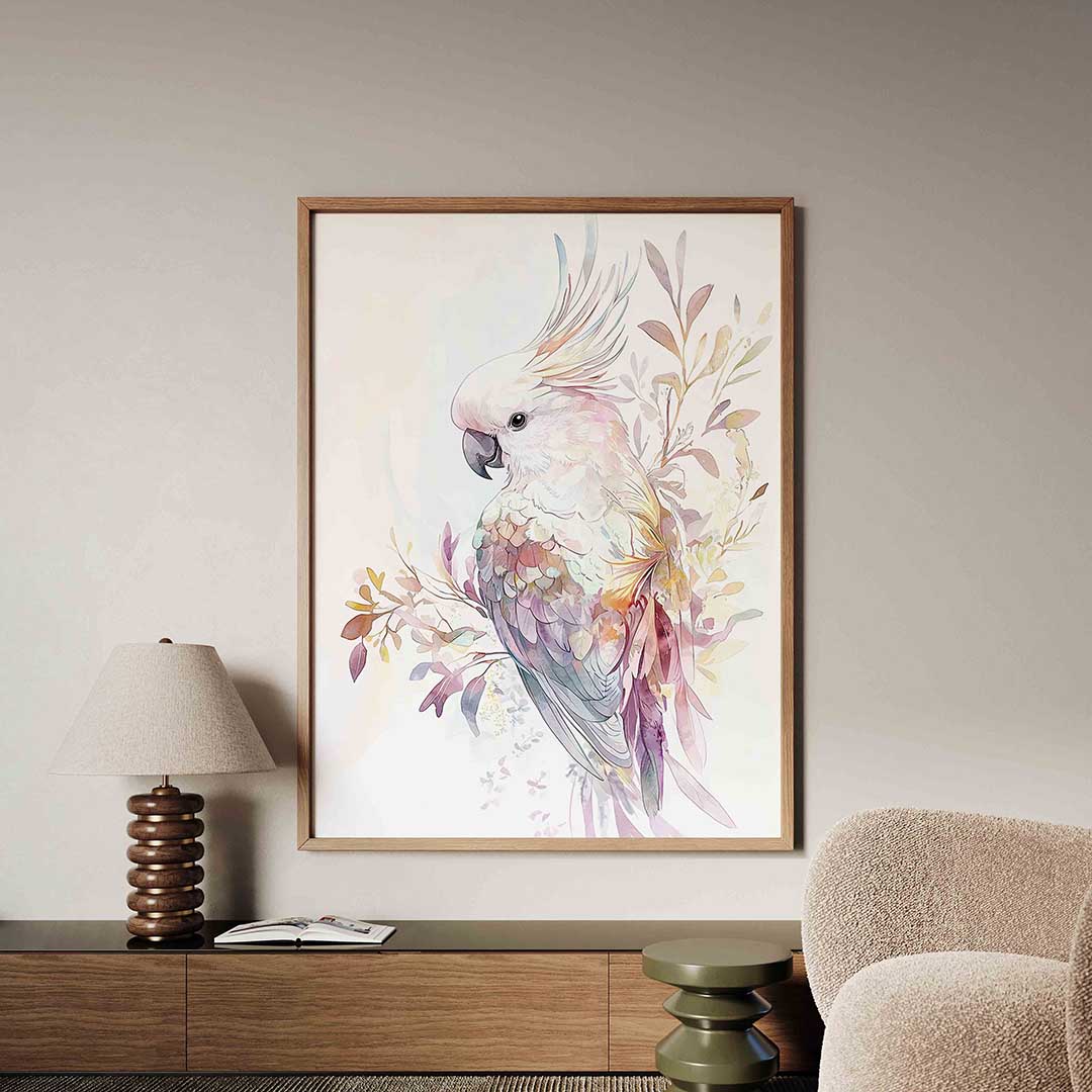 Papegaai en bladeren – tropische jungle poster in staand formaat