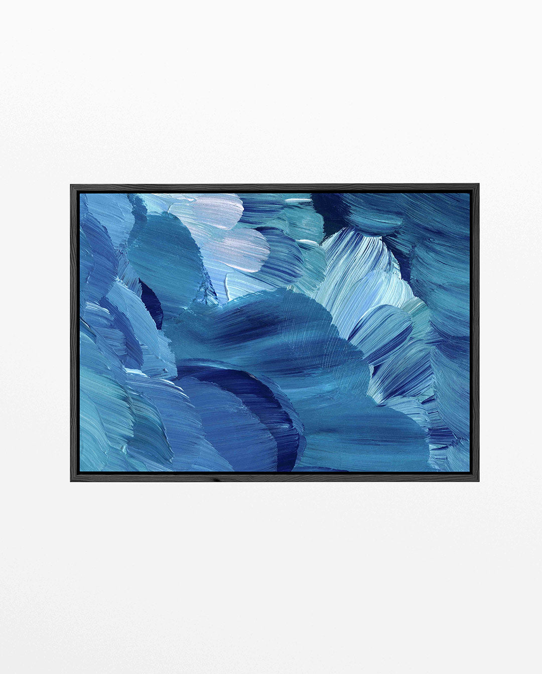 Golvende blauwe bewegingen – Blauw – liggend wanddecoratie kunstwerk