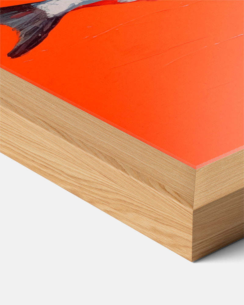 Vier Visjes op een Rijk Oranje Canvas – staande keuken wanddecoratie van WallArtistic