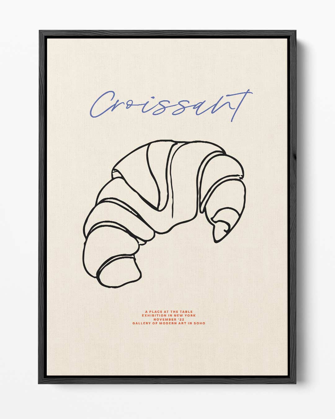 Croissant Line Art – portret kunstwerk als wanddecoratie