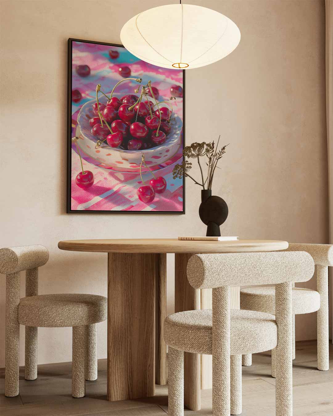 Verrukkelijke Kersen in Stilleven – canvas wanddecoratie in portret formaat