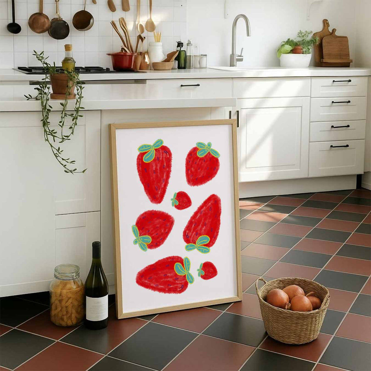Strawberries – staande muurposter voor keuken of eethoek