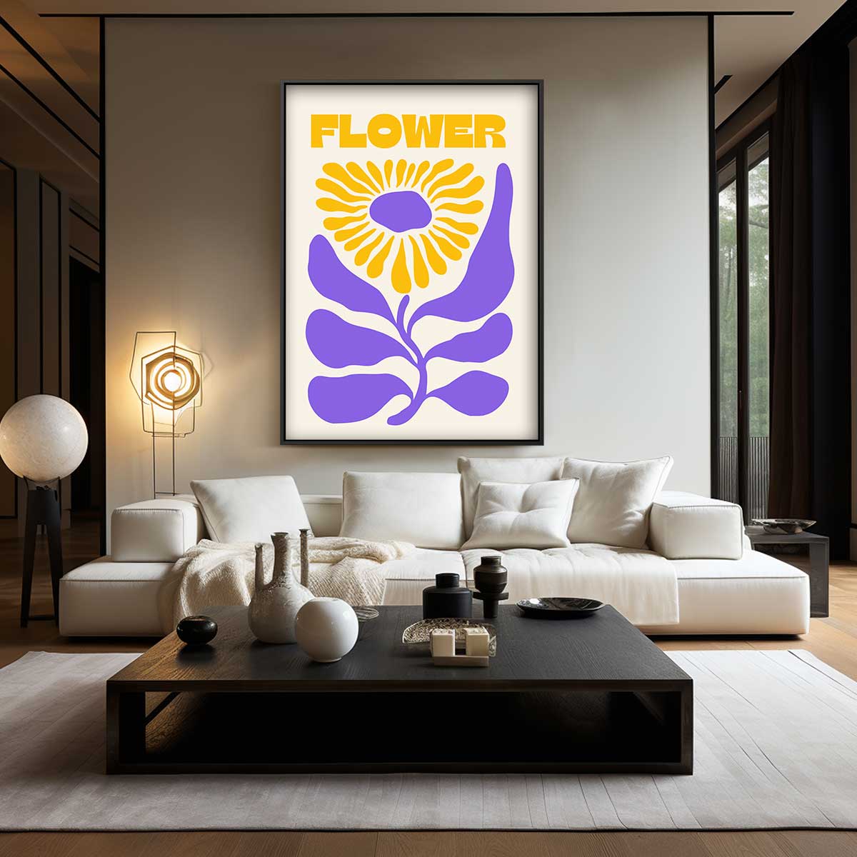 Vrolijke Bloem Illustratie – dibond wanddecoratie in staand formaat