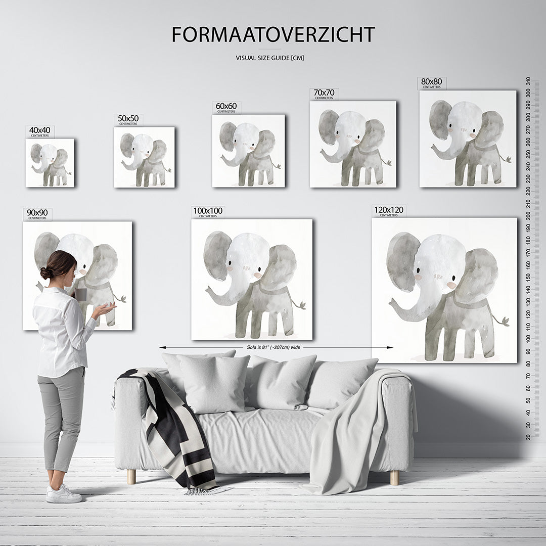 Schattige olifant illustratie kunstwerk – sfeerbeeld – dit kunstwerk toont een schattige olifant met zachte lijnen en