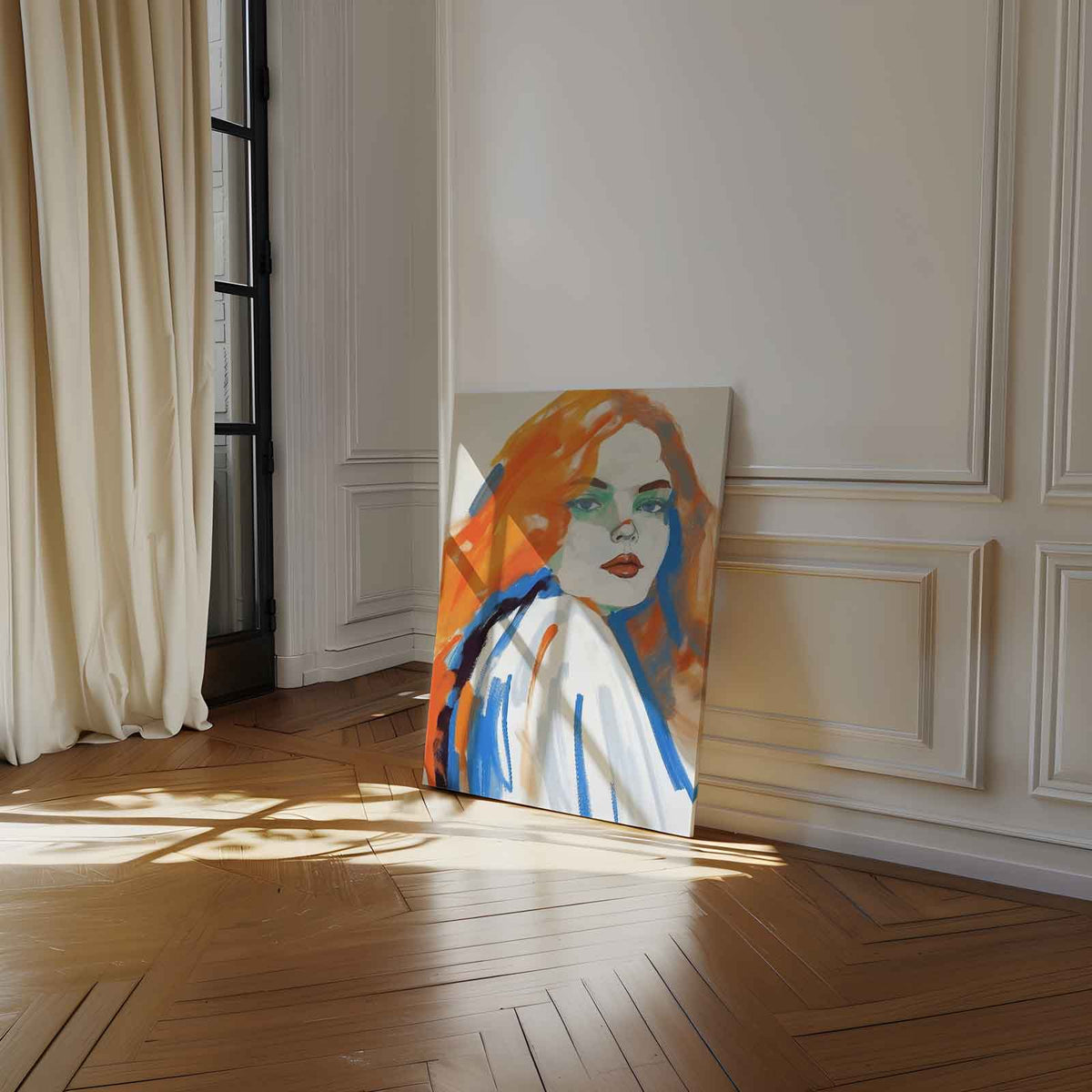 Dromerige Tinten: Vrouw in Kleur – portret kunstwerk als wanddecoratie, afbeelding 14