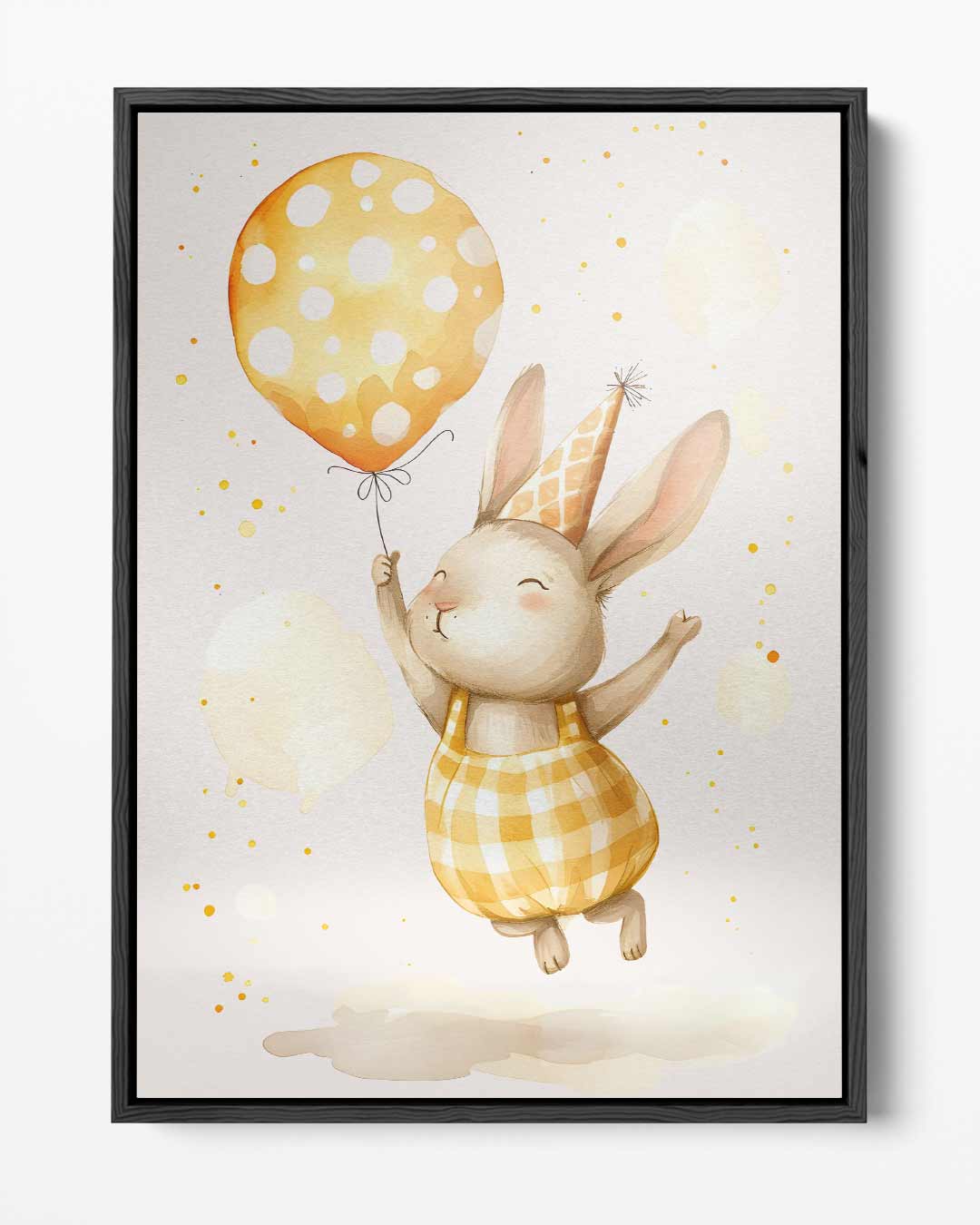 Vrolijk Konijn met Ballon – portret kunstwerk als wanddecoratie