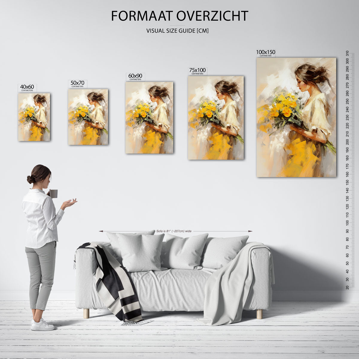 Dromerige bloemenportret – staande wanddecoratie van WallArtistic