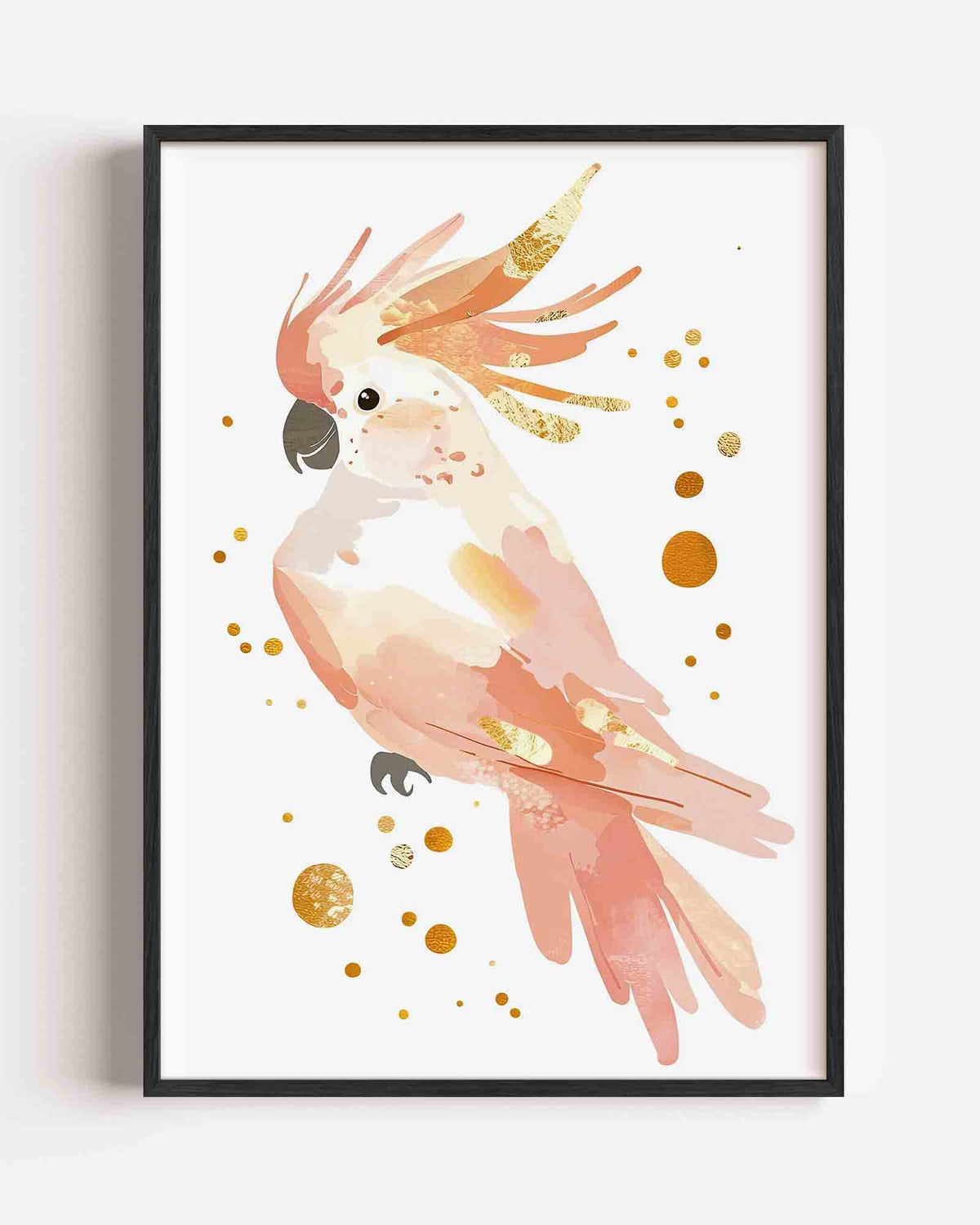 Papegaai met gouden accenten – dieren portret poster als wanddecoratie