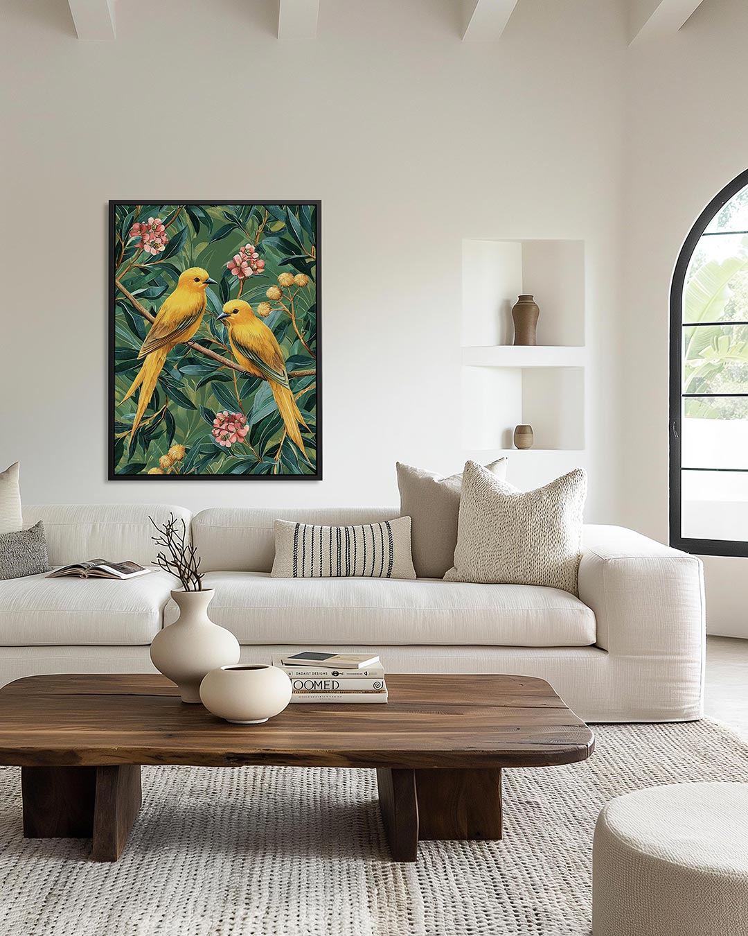 Vogels en bloemen – staand wanddecoratie kunstwerk