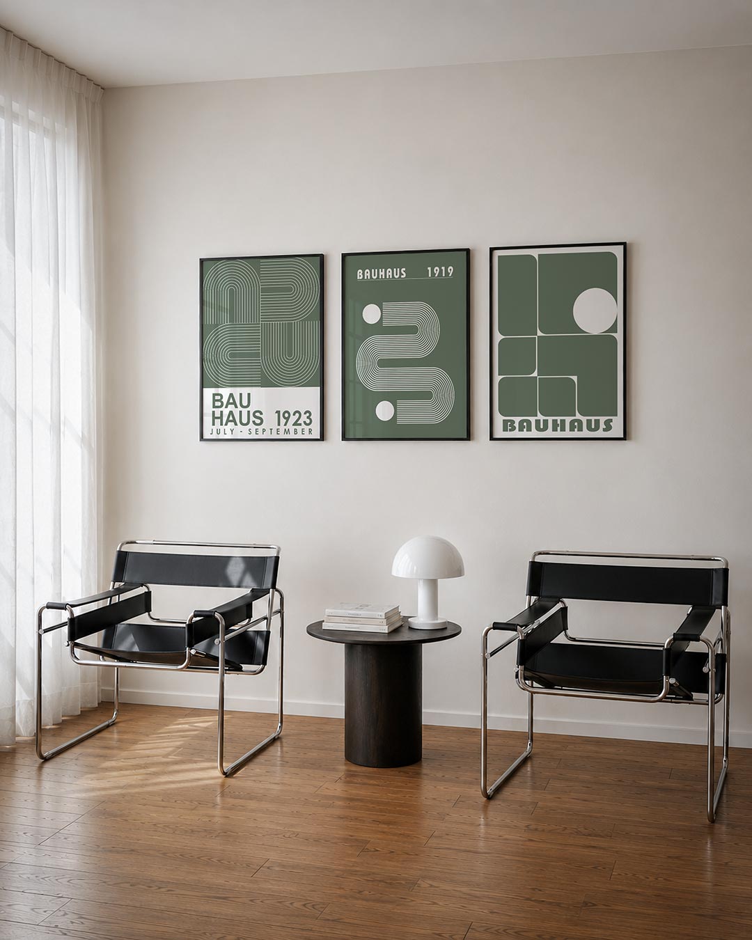 Lijnen en vormen posterset – tweede productweergave – deze posterset in drie delen toont een spel van gebogen en rechte