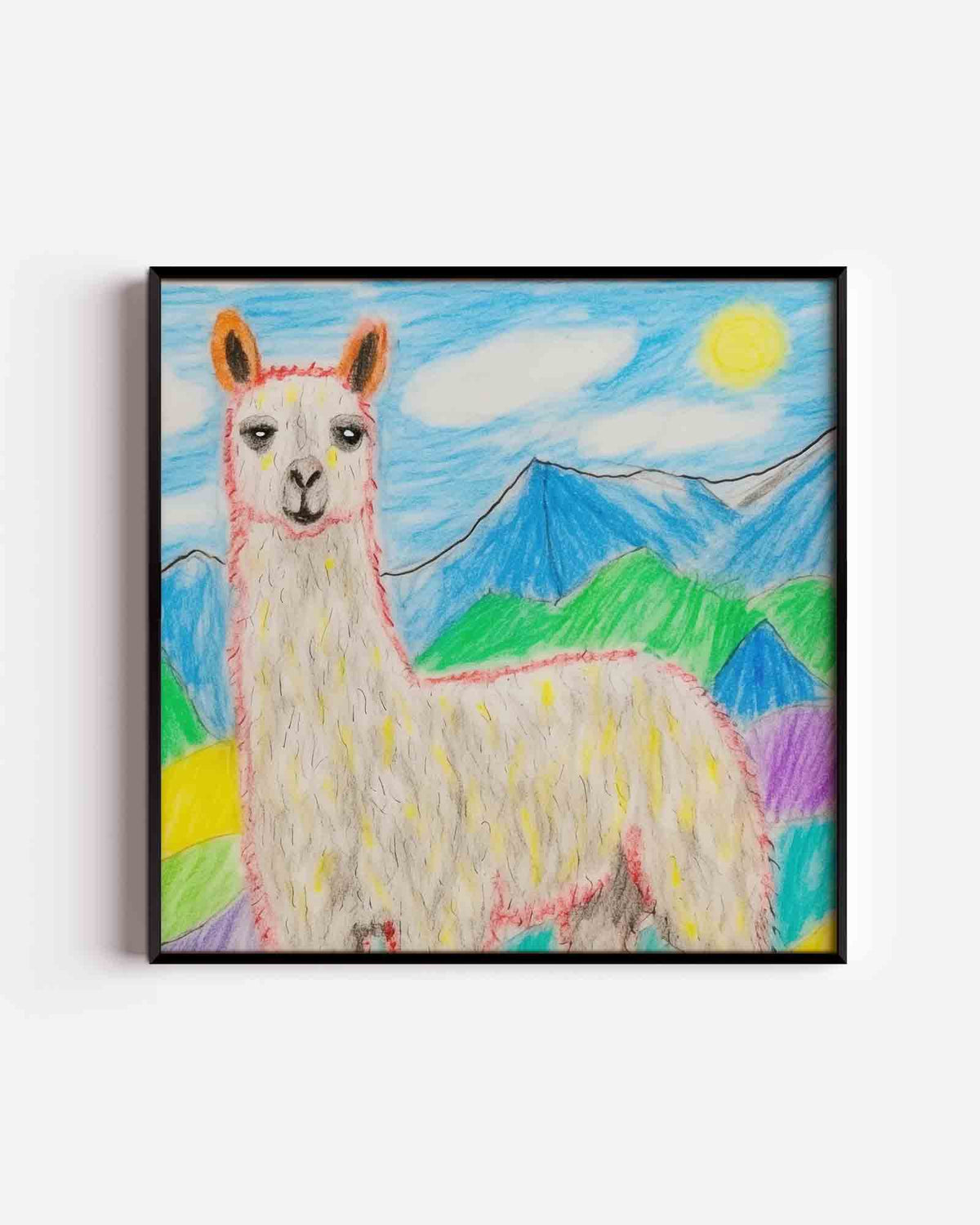 Lama in berglandschap – vierkante kinderposter als wanddecoratie
