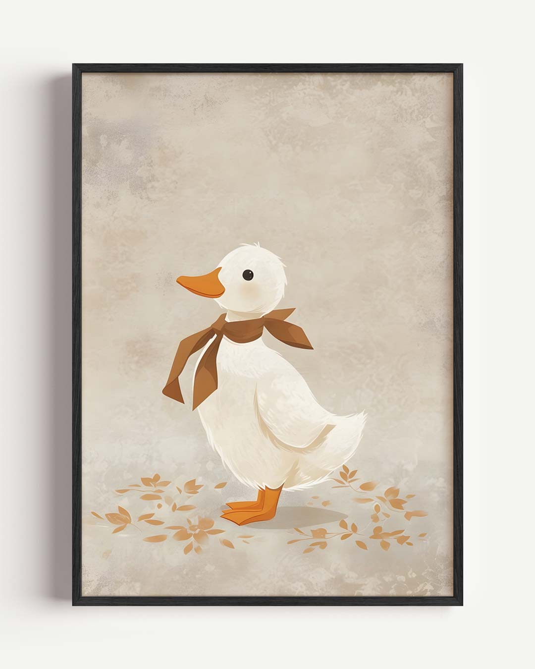Schattige Eend Met Strikje – kids portret poster als wanddecoratie