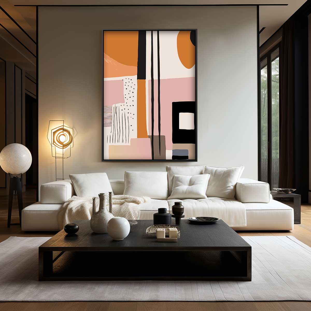 Abstracte Aardetinten Wanddecoratie – modern portret kunstwerk van WallArtistic