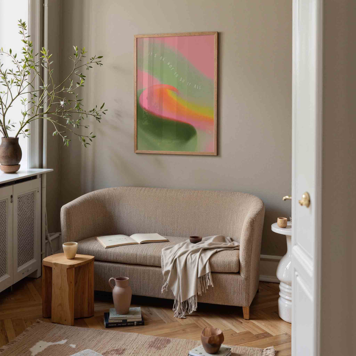 Abstracte kleurencompositie – botanische poster in staand formaat
