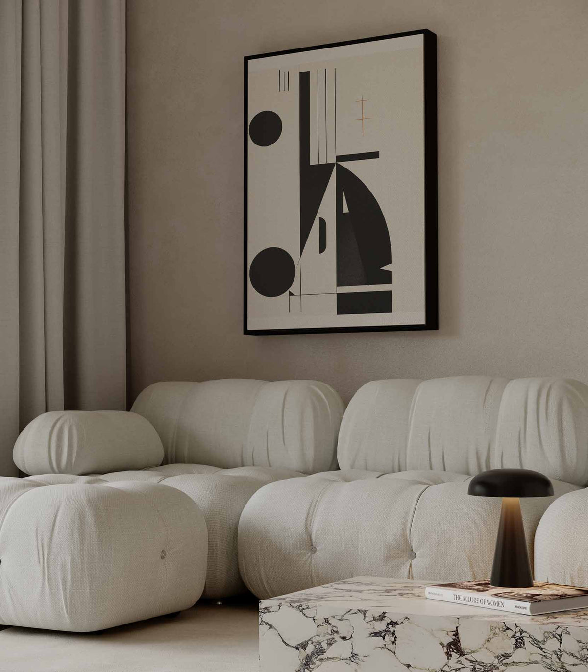 Geometrische Harmonie in Zwart en Wit – dibond wanddecoratie in staand formaat