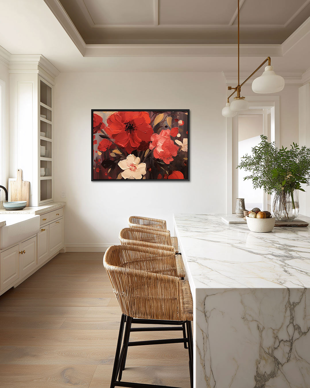 Bloemrijke kleurenpracht – Bloemen kunstwerk – wanddecoratie in interieur
