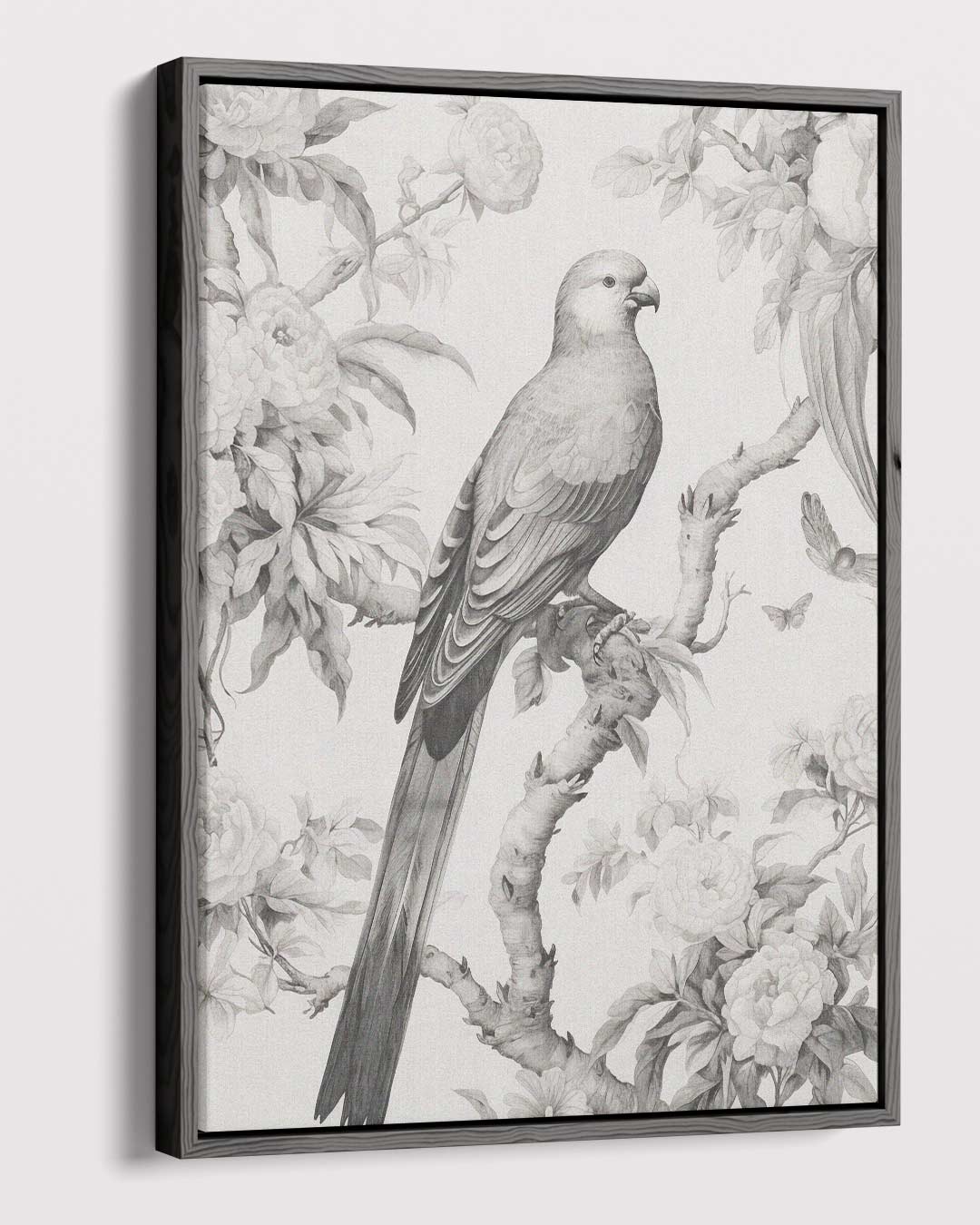 Elegante Parkiet in Bloemenpracht – dibond kunstwerk als wanddecoratie