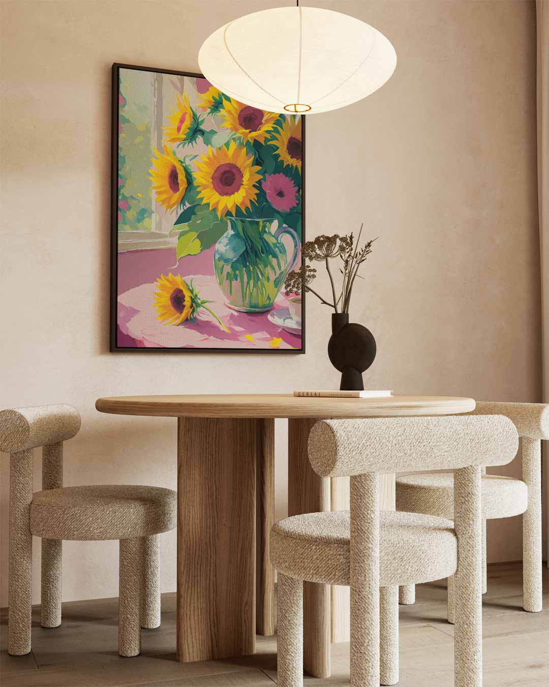 Zomerse Zonnebloem Schilderij – staande wandkunst voor woonkamer of interieur