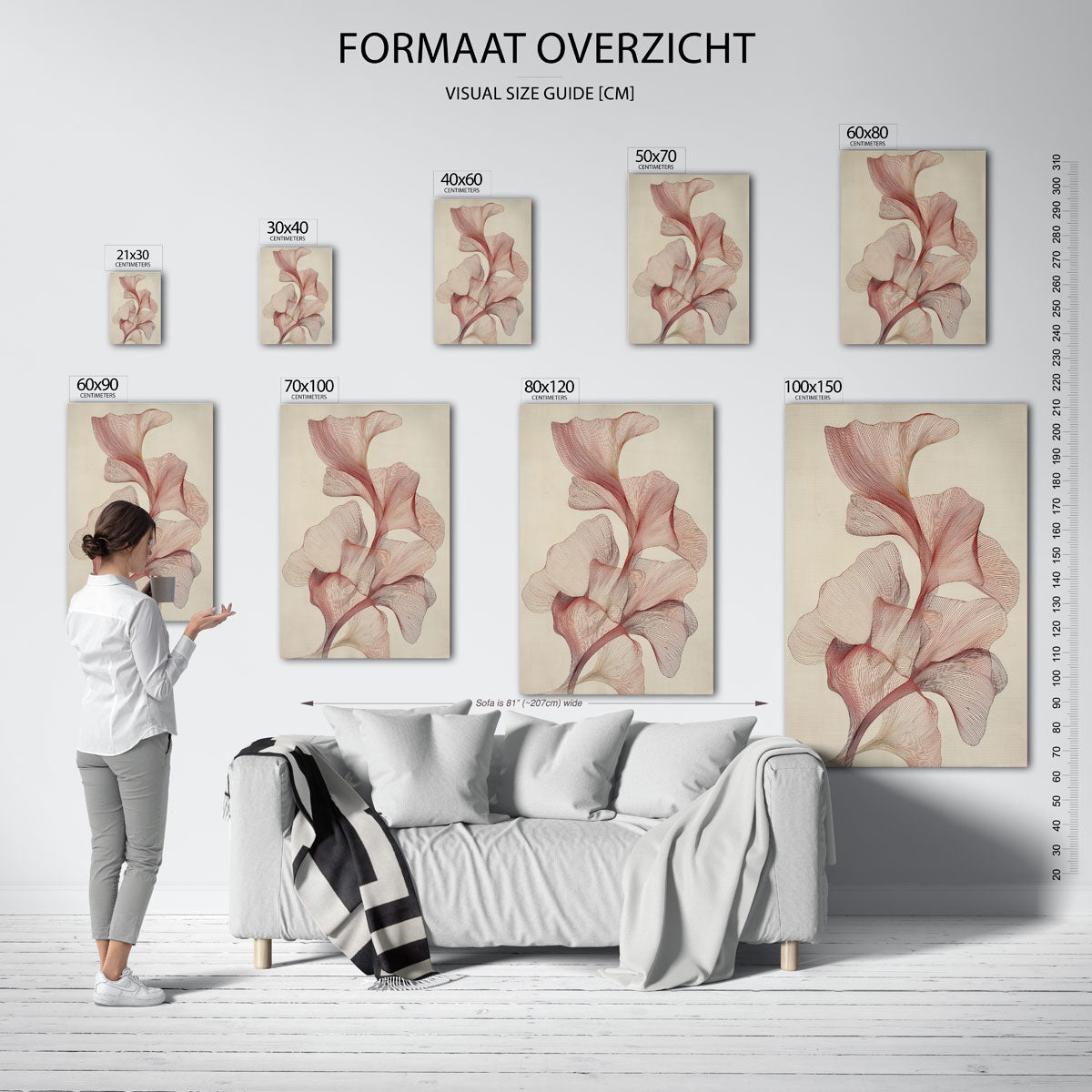 Organische lijnen – staande muurposter met abstracte vormen