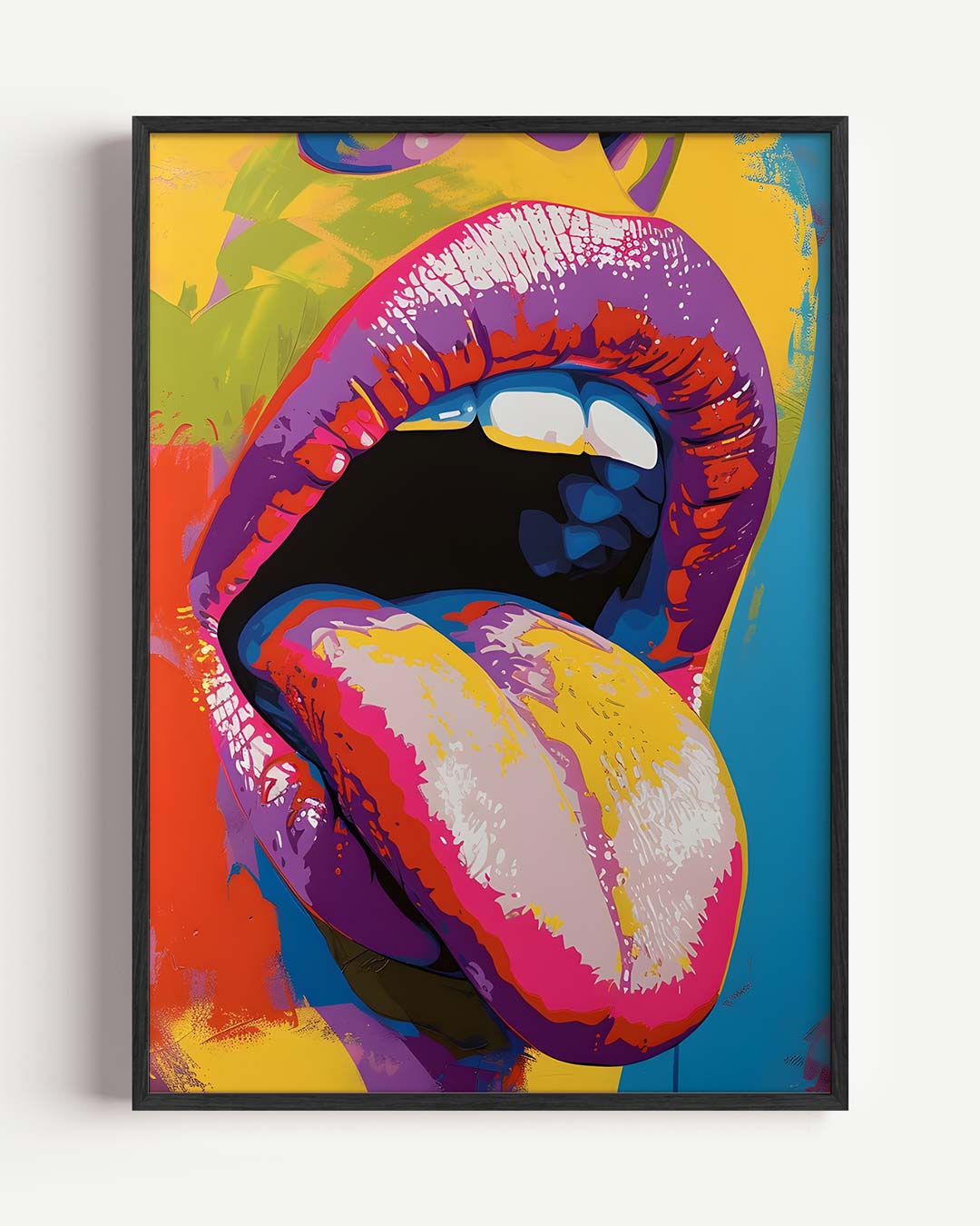 Kleurrijk Pop Art Lippenkunstwerk – Popart en Streetart portret poster als wanddecoratie