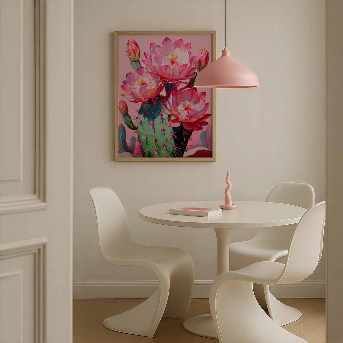 Kleurrijke Cactus Bloei – staande paas wanddecoratie van WallArtistic