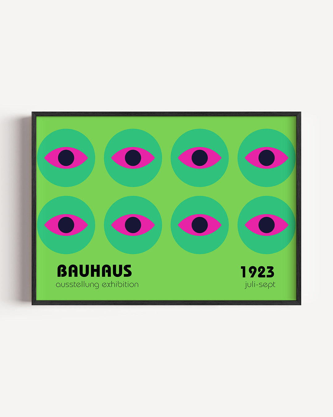 Oogvormen en cirkelritme – liggende Bauhaus poster als wanddecoratie