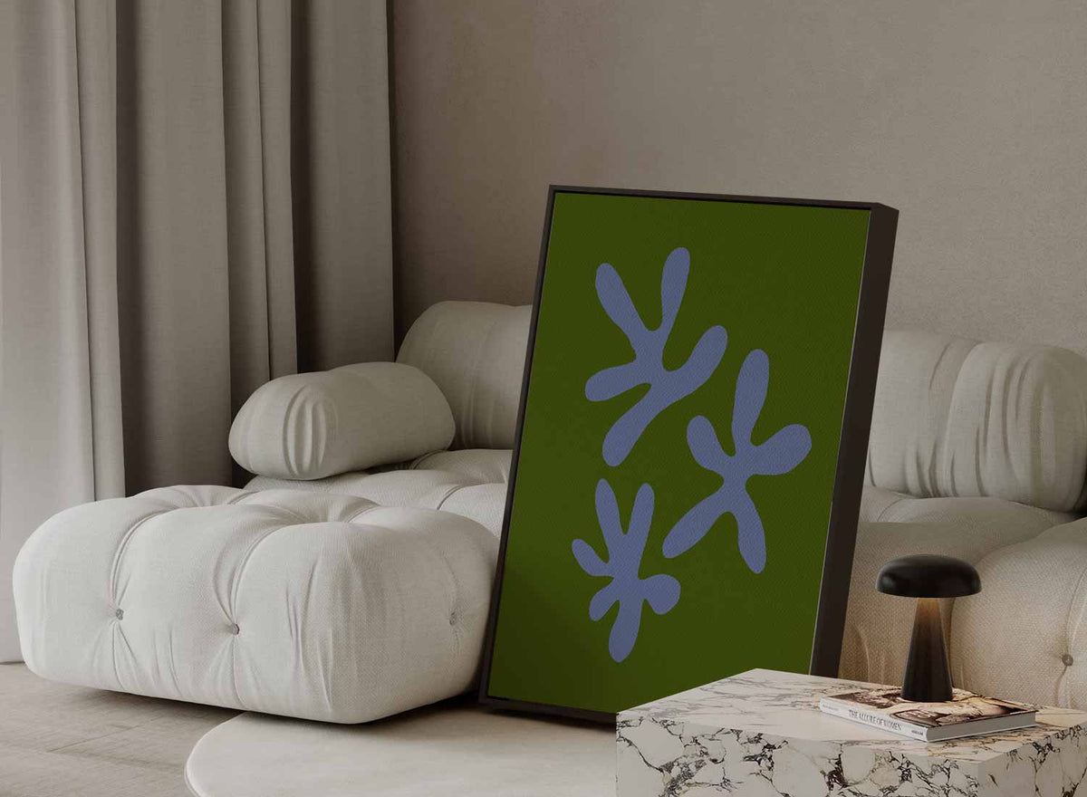 Vrolijke Vormen Op Groen – canvas kunstwerk als wanddecoratie