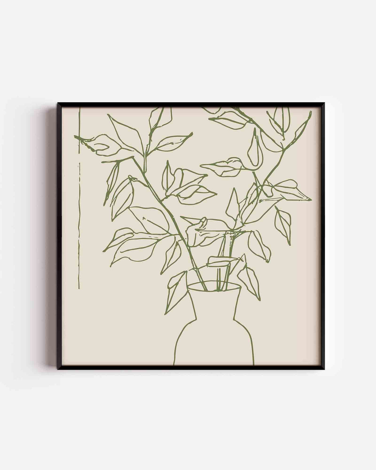 Lijntekening van bladeren – keuken vierkante poster als wanddecoratie