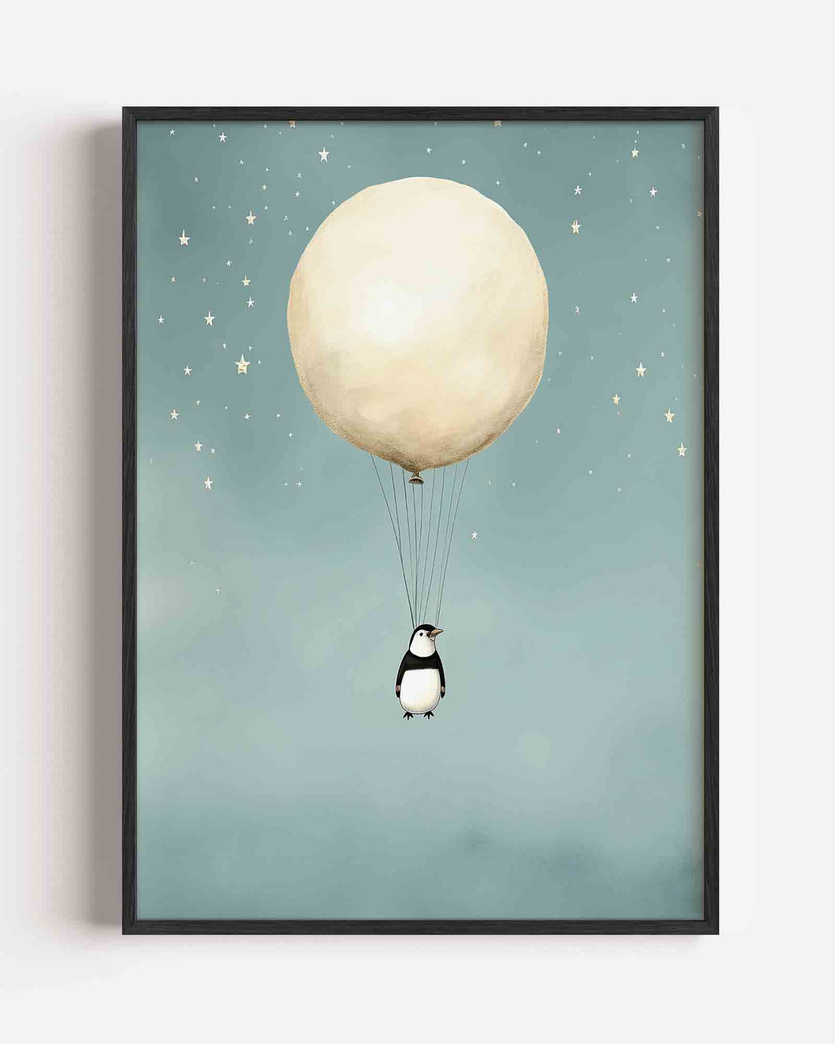 Pinguïn met ballon – kids portret poster als wanddecoratie