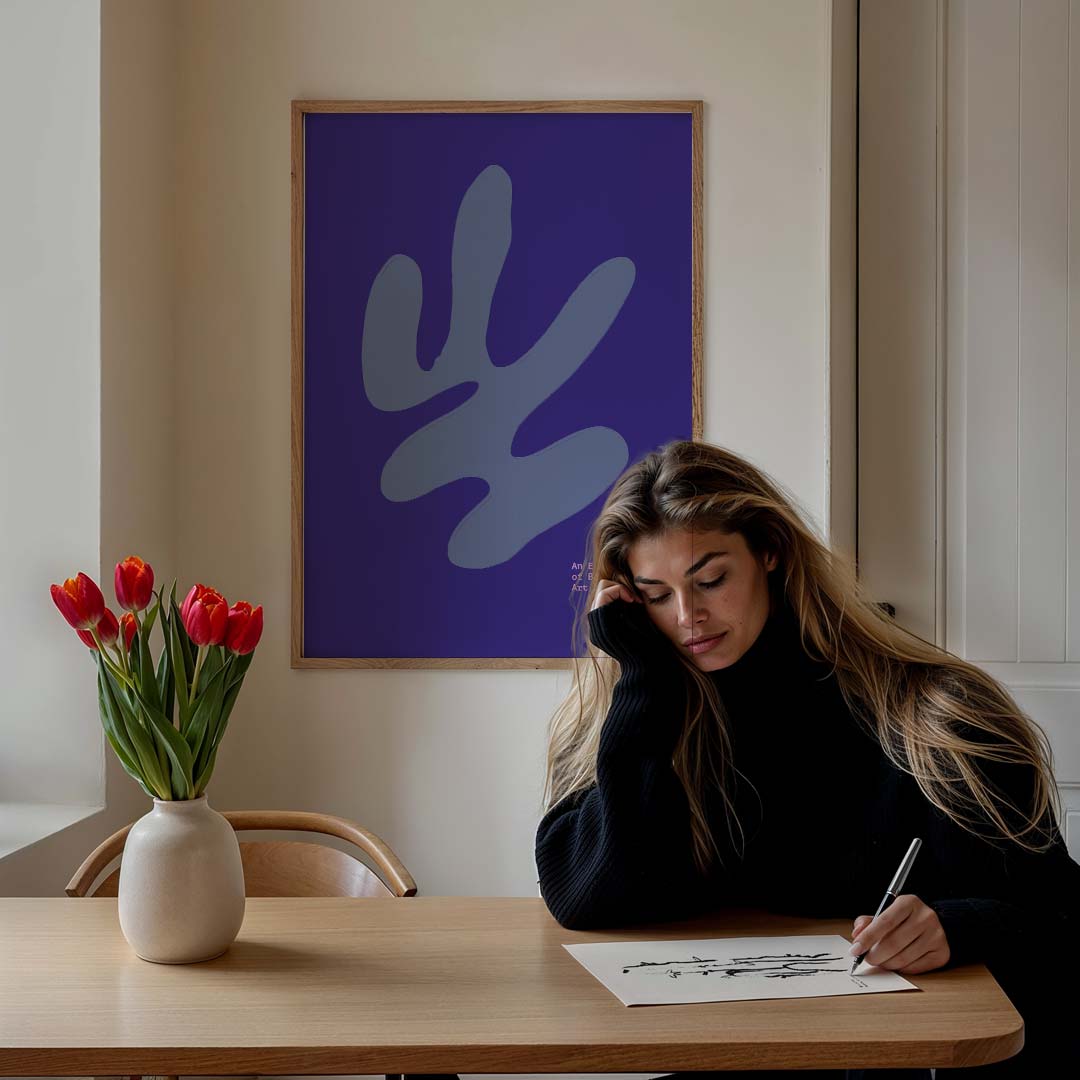 Botanische Kunsttentoonstelling – staande muurposter met kleurrijke abstracte vormen