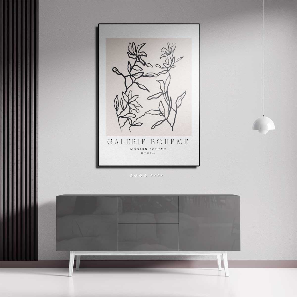 Moderne Bloemenlijnen – staande wandkunst voor woonkamer of interieur