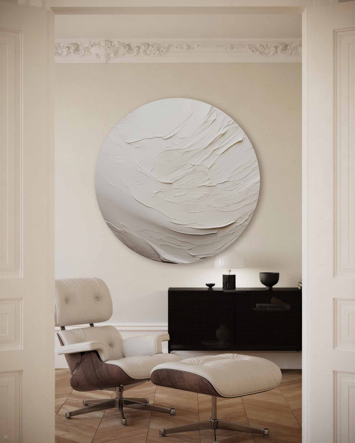Beige textuur – illustratie muurcirkel als ronde muurdecoratie