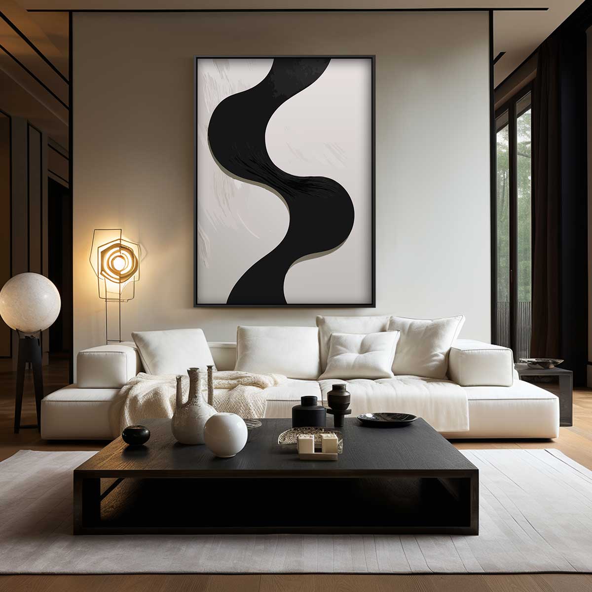 Golvende Contrasten – modern portret kunstwerk van WallArtistic