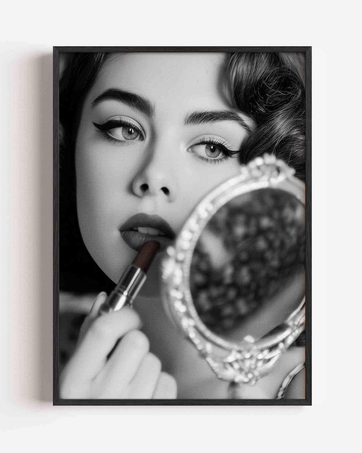 Vrouw met spiegel – Pop Art portret poster als wanddecoratie