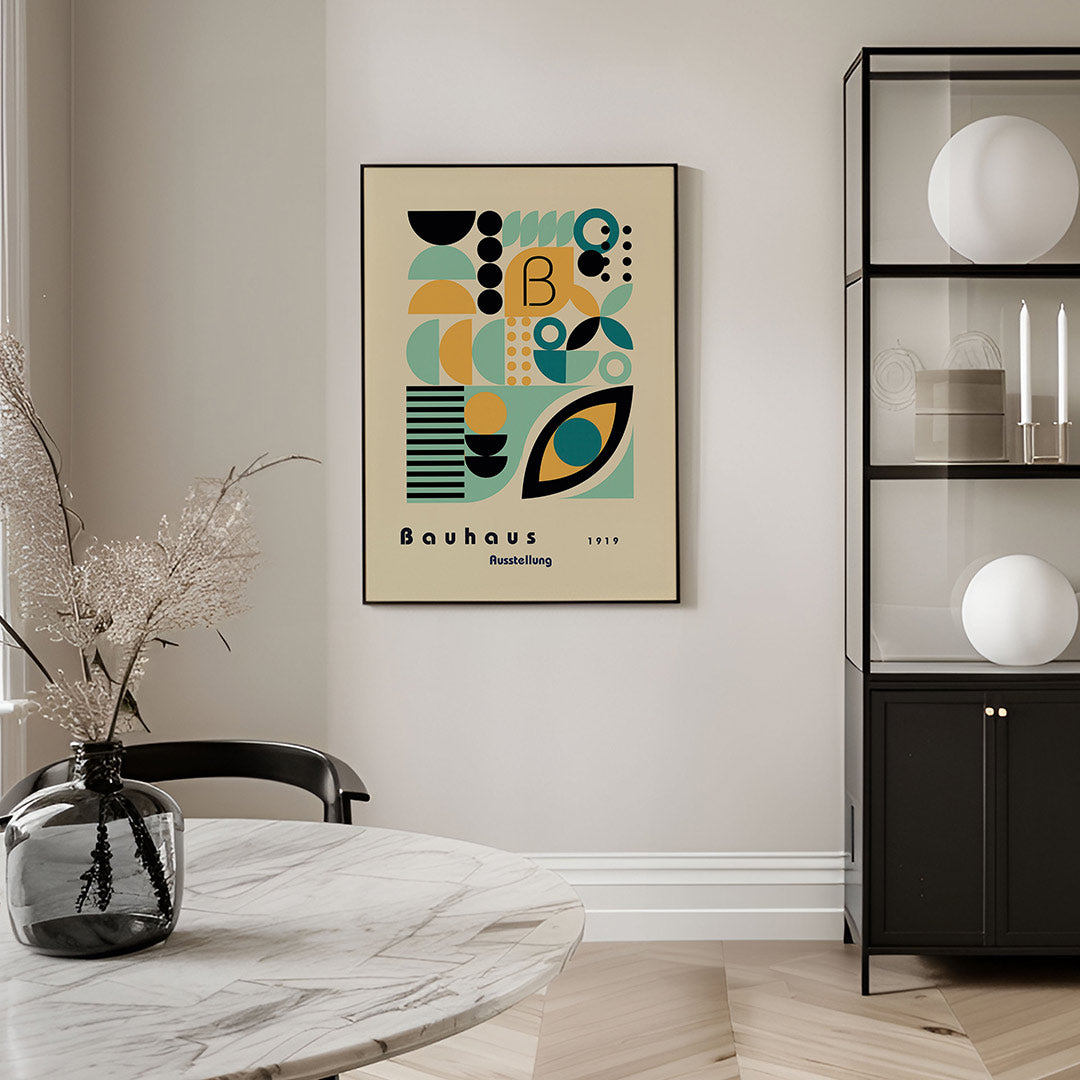 Vormen en vlakkenspel – geometrische Bauhaus poster in staand formaat