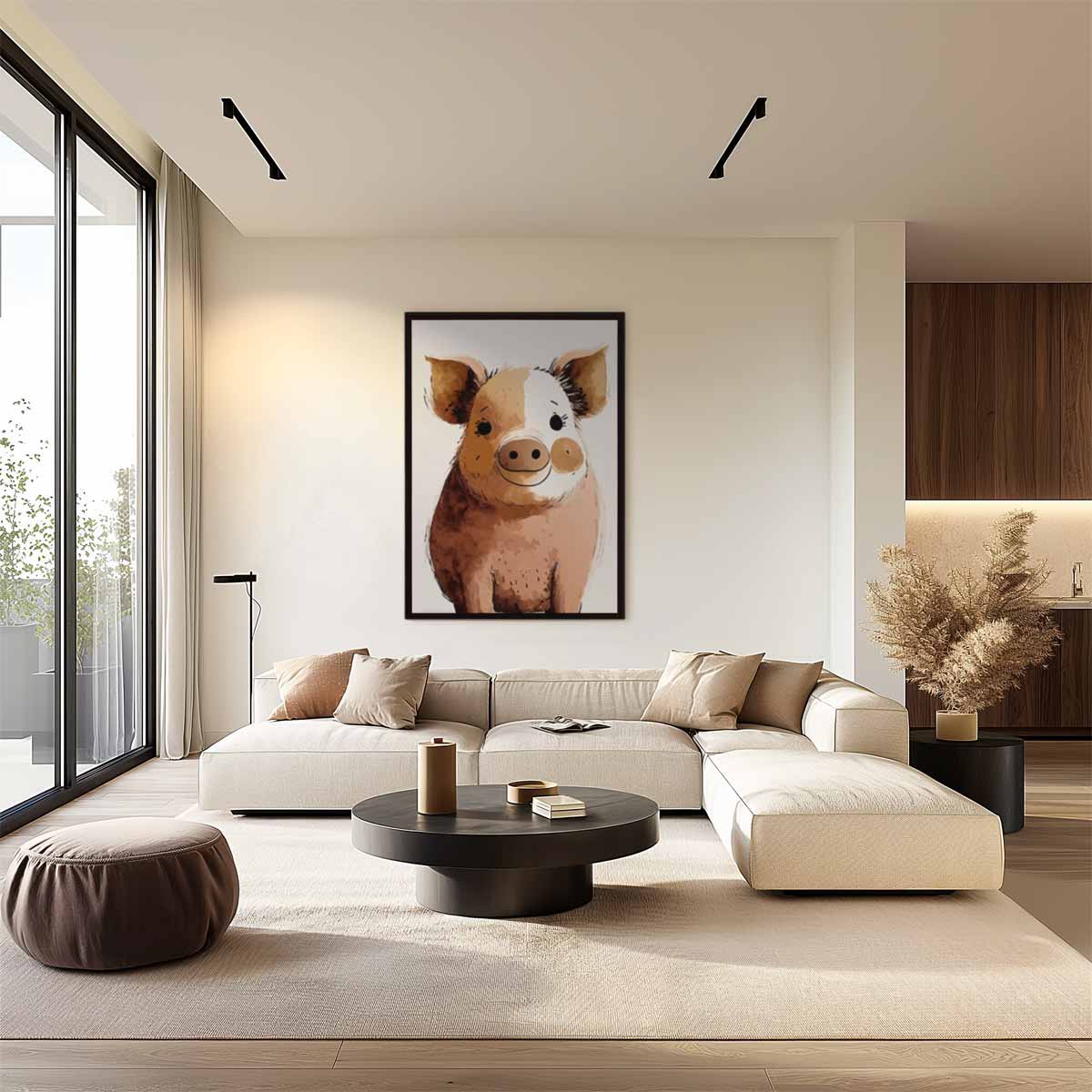 Vrolijk Varkentje Portret – plexiglas wanddecoratie in portret formaat