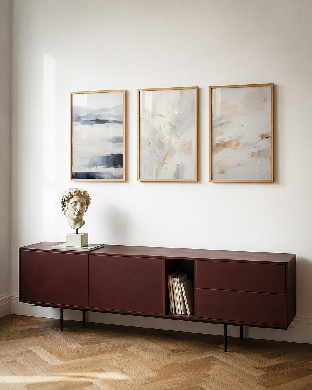 Mistige lijnen posterset – detailweergave – deze compositie toont zachte, vloeiende lijnen in