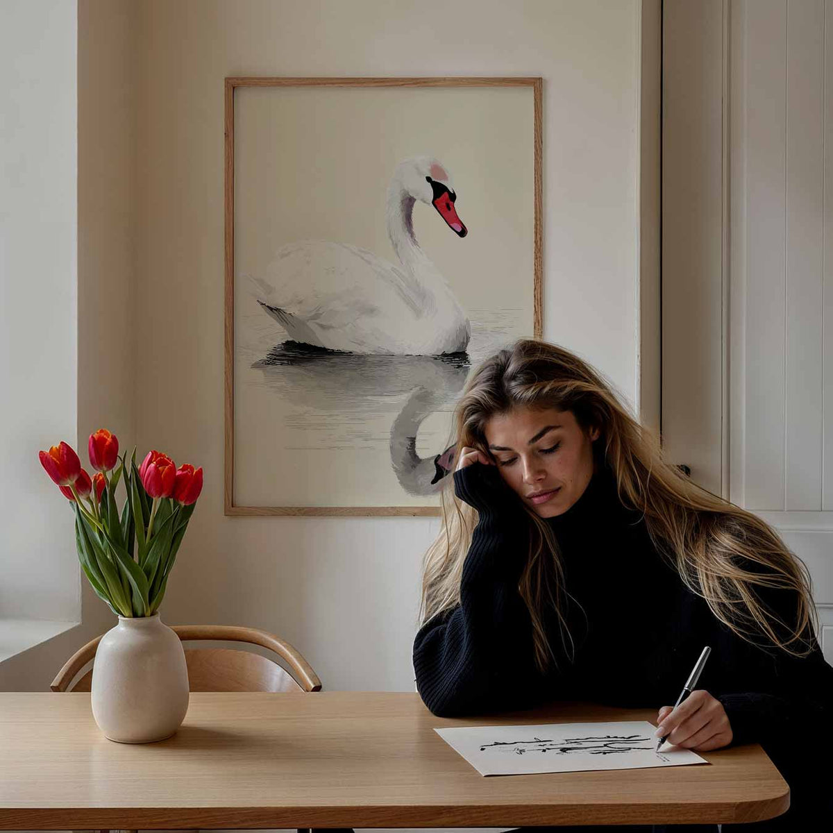 Elegante Zwaan – staande dieren wanddecoratie van WallArtistic