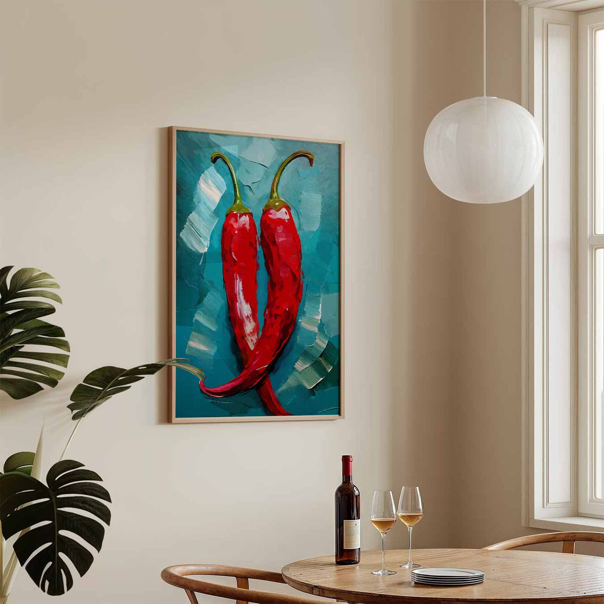 Spicy Chili Duo – staande keuken wanddecoratie van WallArtistic
