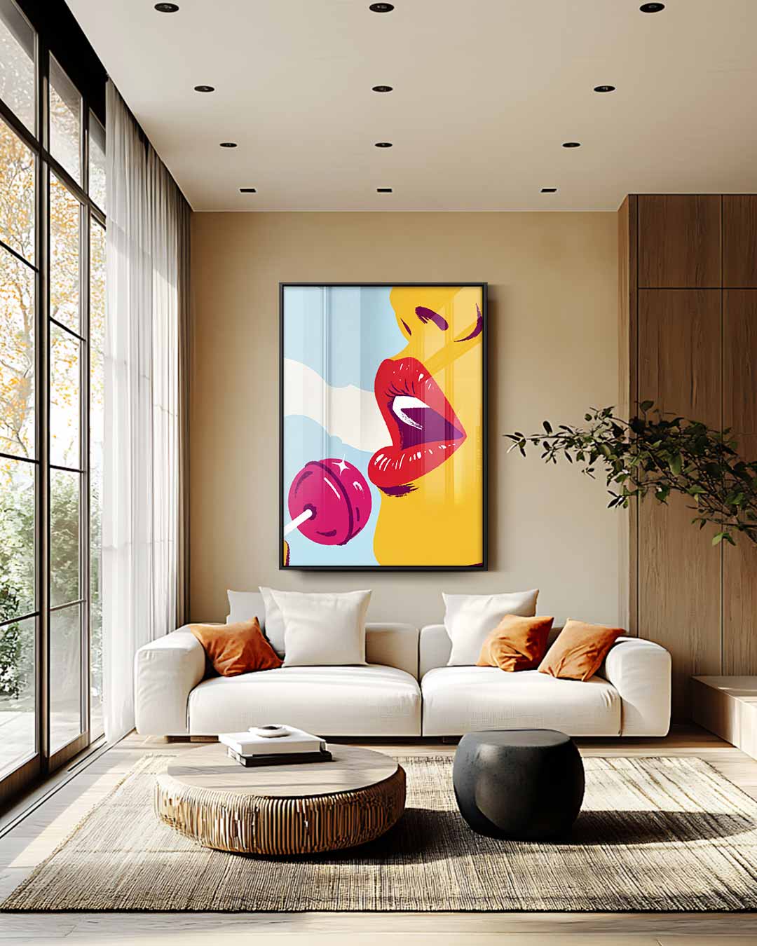 Verleiding in Popart – modern portret kunstwerk van WallArtistic
