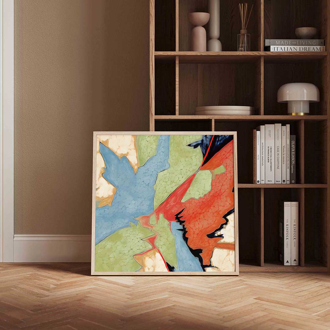 Abstracte vormen – vierkante wanddecoratie met kleur en vorm van WallArtistic